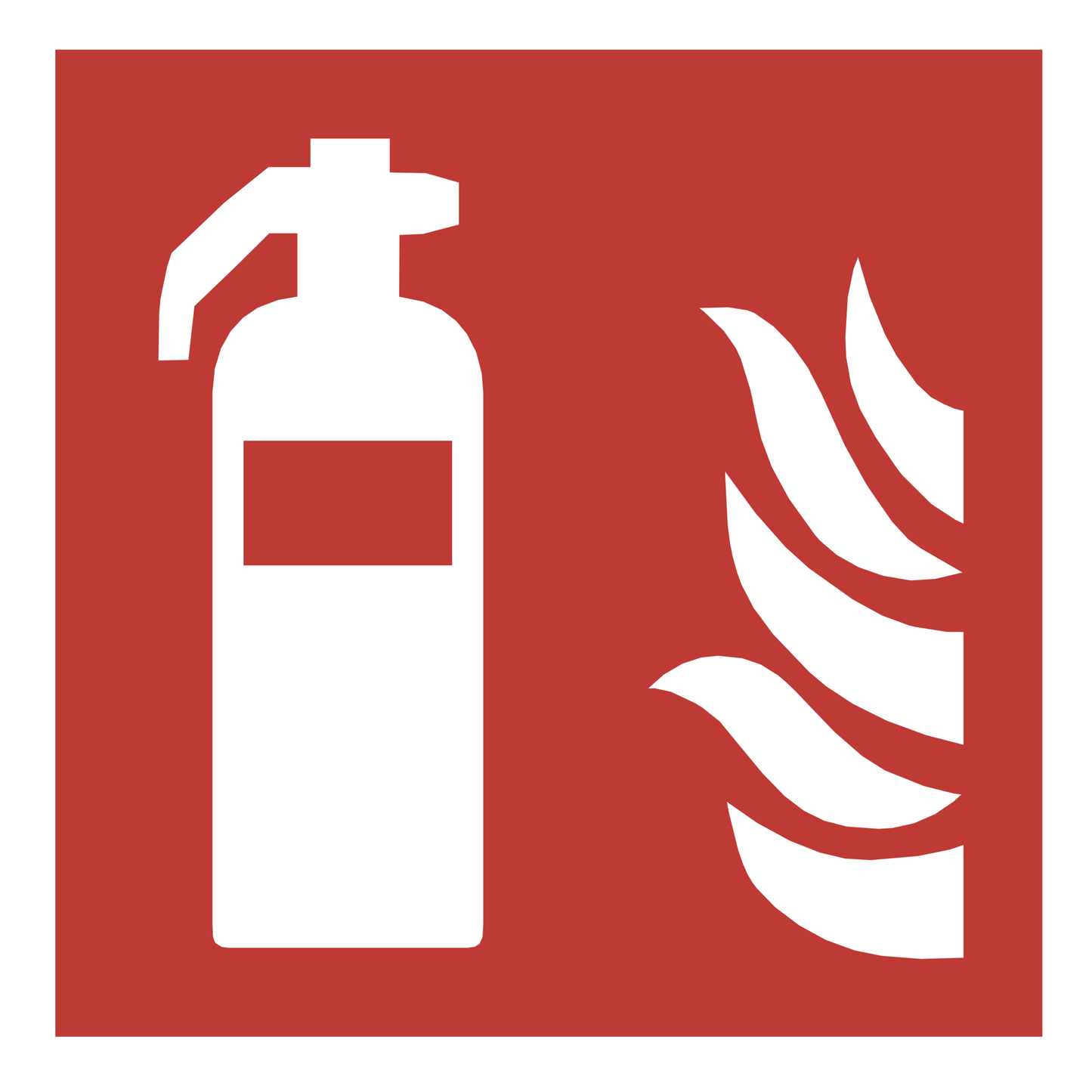 Brandblusser sticker – rood ISO 7010 F001 pictogram
