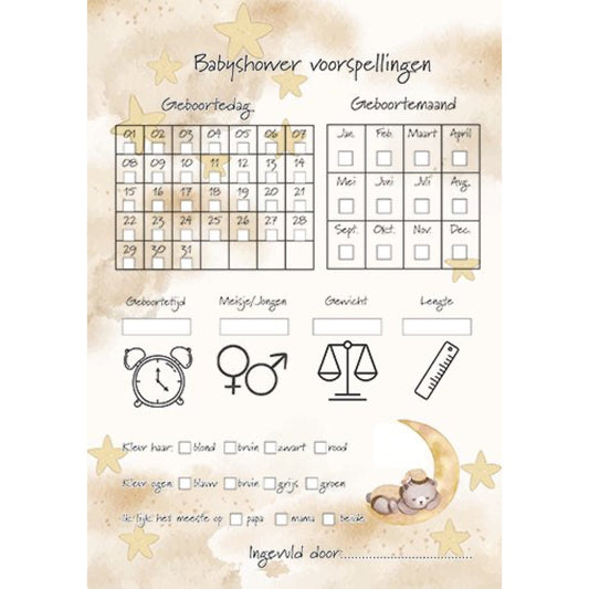 20x Babyshower invulkaarten | Invullen met maand en dag | Grote kaarten (148 mm bij 210 mm) - Babyshower12 8718133048999
