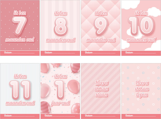 24x Mijlpaalteksten | 24 Milestone Tekst | Grote kaarten (148 mm bij 210 mm) - Milestone08 - Ricard Pictogram stickers -