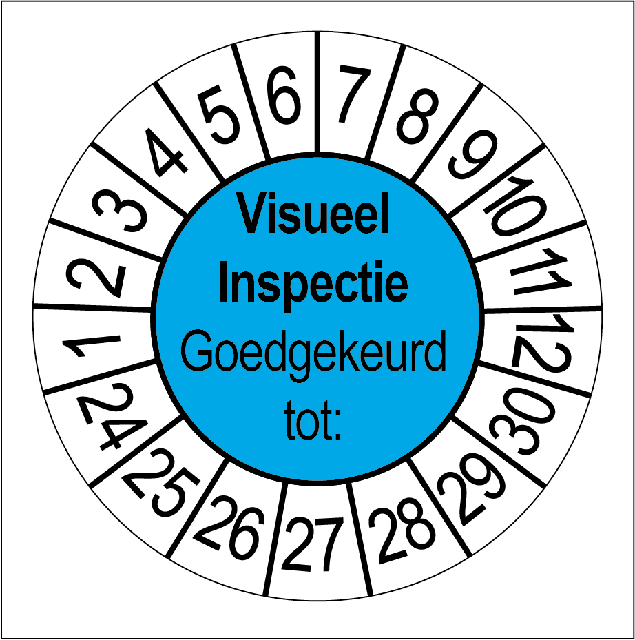 50 Keuringsstickers Visueel inspectie Goedgekeurd tot: Rond 35 mm Strips van 5 stuks - Ricard Pictogram stickers