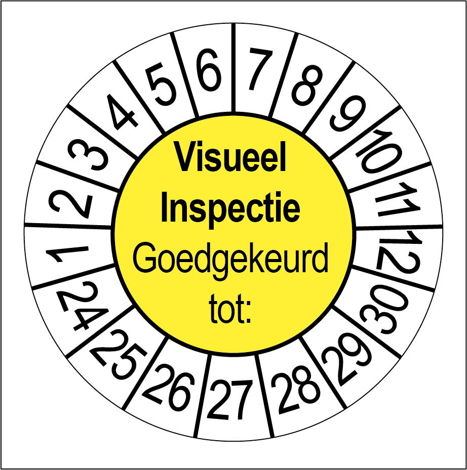 50 Keuringsstickers Visueel inspectie Goedgekeurd tot: Rond 35 mm Strips van 5 stuks - Ricard Pictogram stickers -