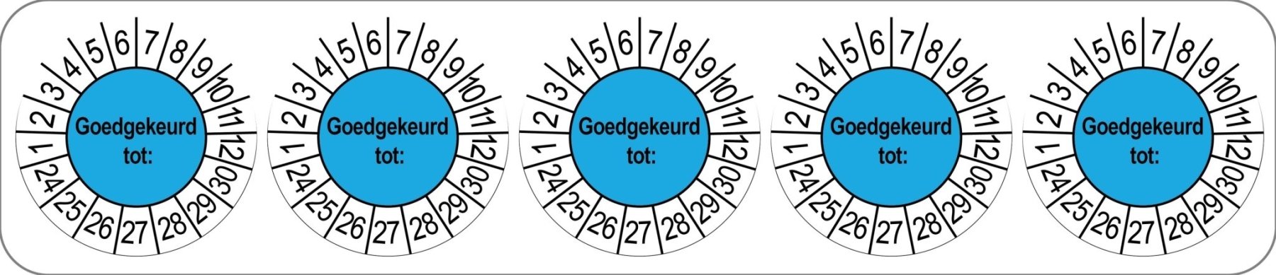 500 Keuringsstickers Goedgekeurd tot: Rond 35 mm strips van 5 stuks - Ricard Pictogram stickers - 8718133050176