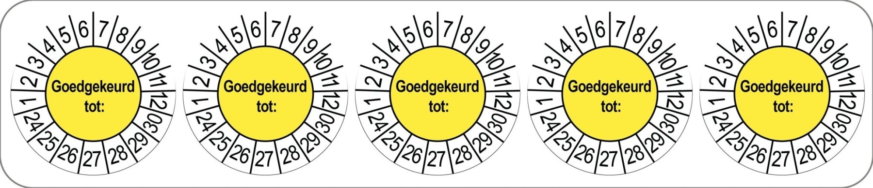 500 Keuringsstickers Goedgekeurd tot: Rond 35 mm strips van 5 stuks - Ricard Pictogram stickers - 8718133050176