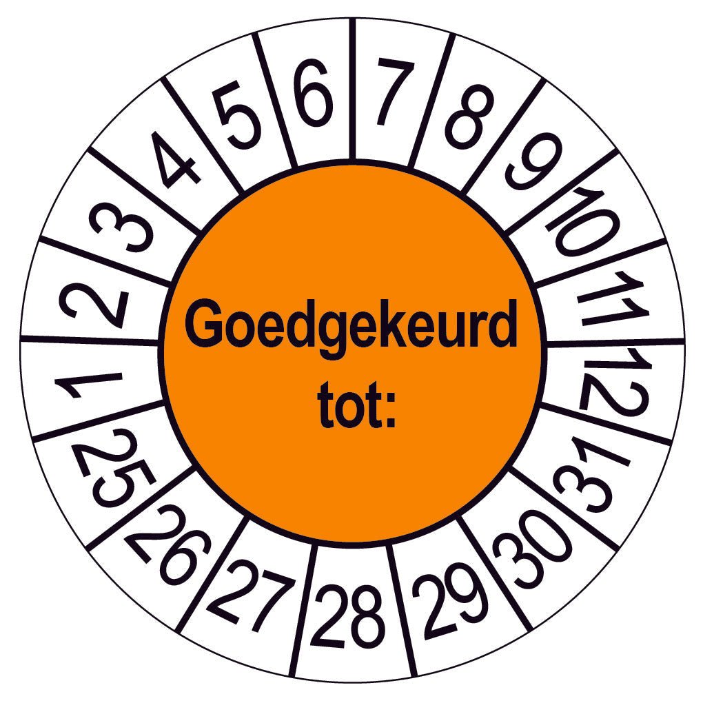 500 Keuringsstickers Goedgekeurd tot: Rond 35 mm strips van 5 stuks - Ricard Pictogram stickers - 8718133050213