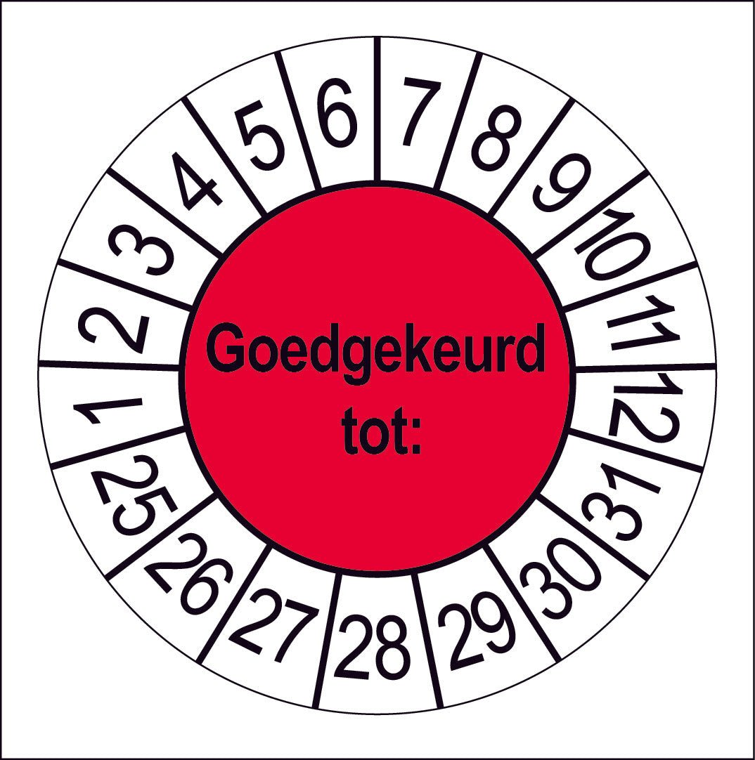 500 Keuringsstickers Goedgekeurd tot: Rond 35 mm strips van 5 stuks - Ricard Pictogram stickers - 8718133050220