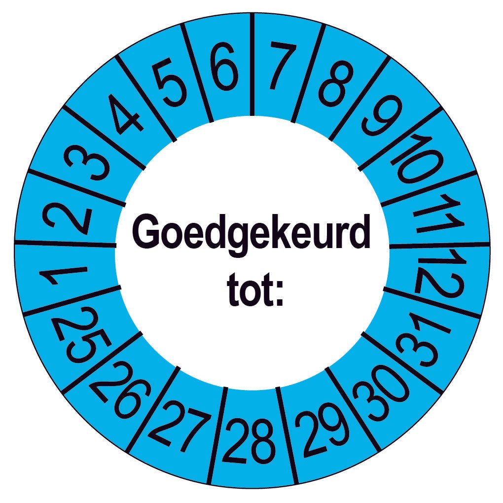 500 Keuringsstickers Goedgekeurd tot: Rond 35 mm strips van 5 stuks - Ricard Pictogram stickers - 8718133050237
