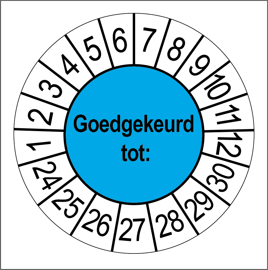 500 Keuringsstickers Goedgekeurd tot: Rond 35 mm strips van 5 stuks - Ricard Pictogram stickers - 8718133050244