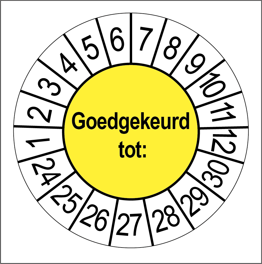 500 Keuringsstickers Goedgekeurd tot: Rond 35 mm strips van 5 stuks - Ricard Pictogram stickers - 8718133050275