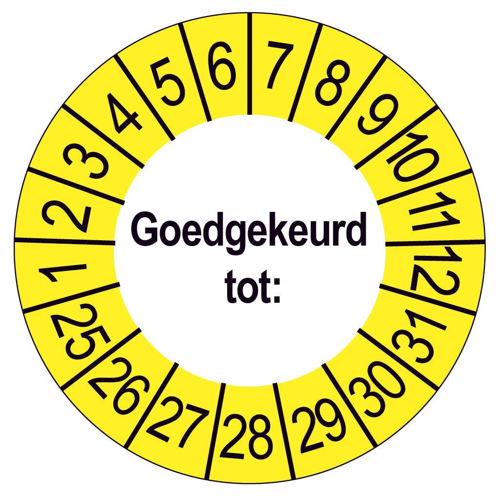 500 Keuringsstickers Goedgekeurd tot: Rond 35 mm strips van 5 stuks - Ricard Pictogram stickers - 8718133050299