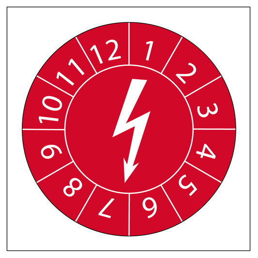 50x Elektrische keuringssticker 30 mm Rond | 5 sticker op een strip - Ricard Pictogram stickers - 8718133054044