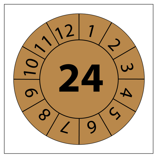 50x Keuringssticker 30 mm Rond | 5 sticker op een strip | jaar 24 - Ricard Pictogram stickers - 8718133053795