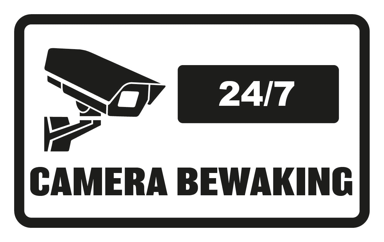 Camera bewaking sticker zwarte opdruk 40 x 24 cm