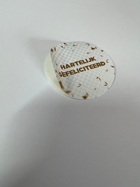 60x Sluitstickers Hartelijk Gefeliciteerd 5 cm Rond - Envelop sticker sluitsticker 2 - Ricard8718133040023