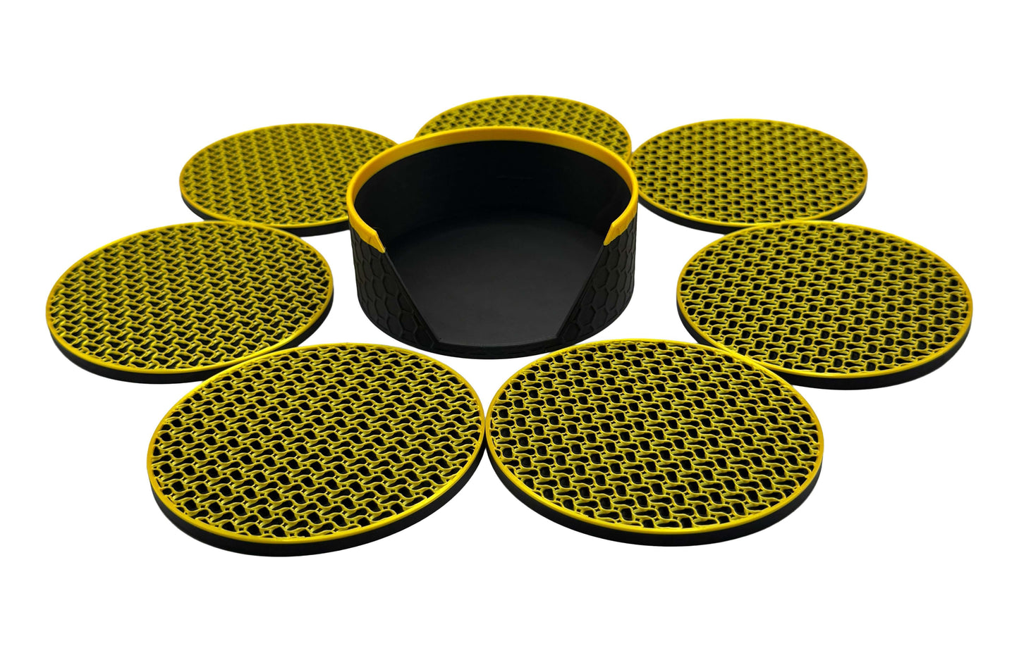 Luxe gouden onderzetters set van 7 stuks diameter 10 cm | Bio plastic
