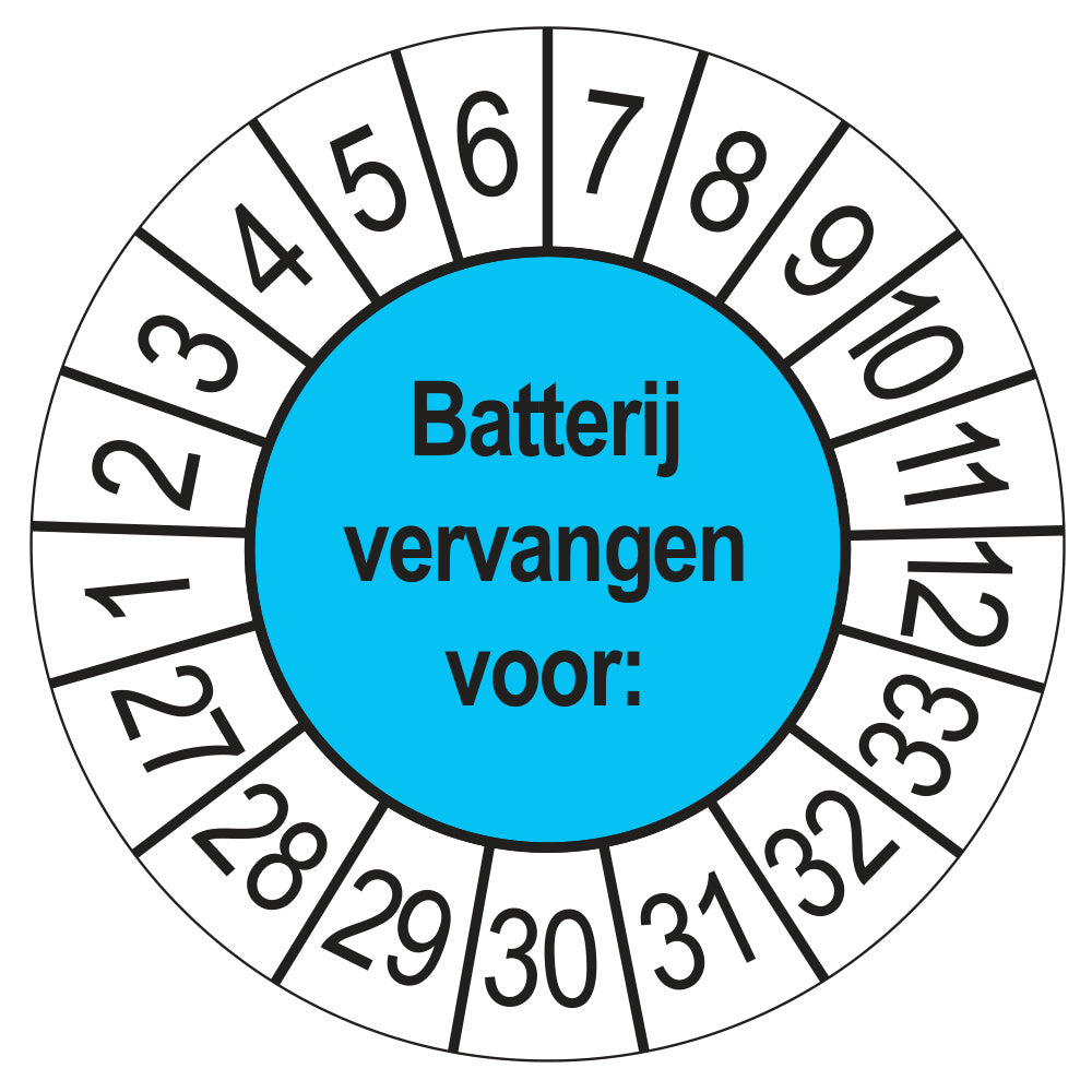 Keuringsstickers Batterij Vervangen 2027 | 50 stuks, Ø 35 mm | Blauw