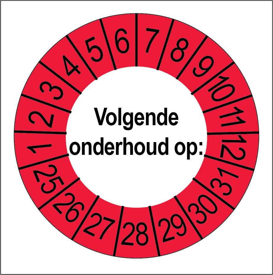 Volgende Onderhoud Keuringsstickers | 50 stuks (10 strips) | 35mm Rond | Vinyl