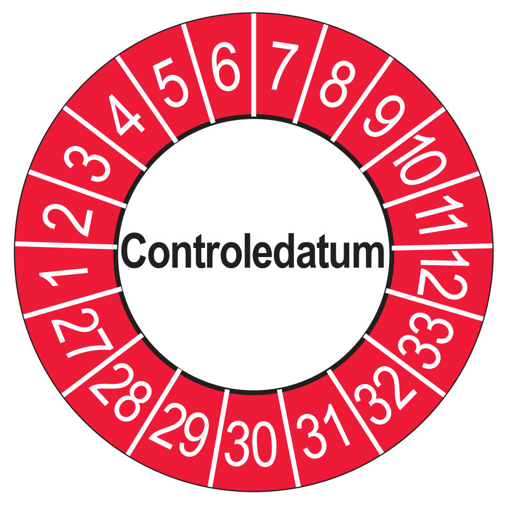 Controledatum keuringssticker buiten rood 2027
