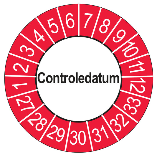 Controledatum keuringssticker buiten rood 2027