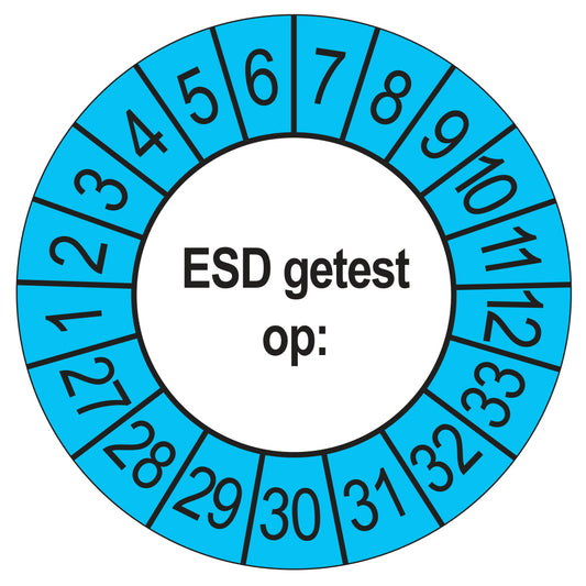 Keuringsstickers ESD Getest op 2027 | 50 stuks, Ø 35 mm | Buiten Blauw