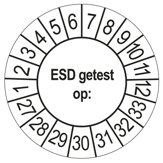 Keuringsstickers ESD Getest op 2027 | 50 stuks, Ø 35 mm | Wit
