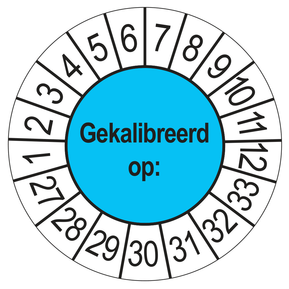 Keuringssticker Gekalibreerd op 2027, blauw, Ø 35 mm