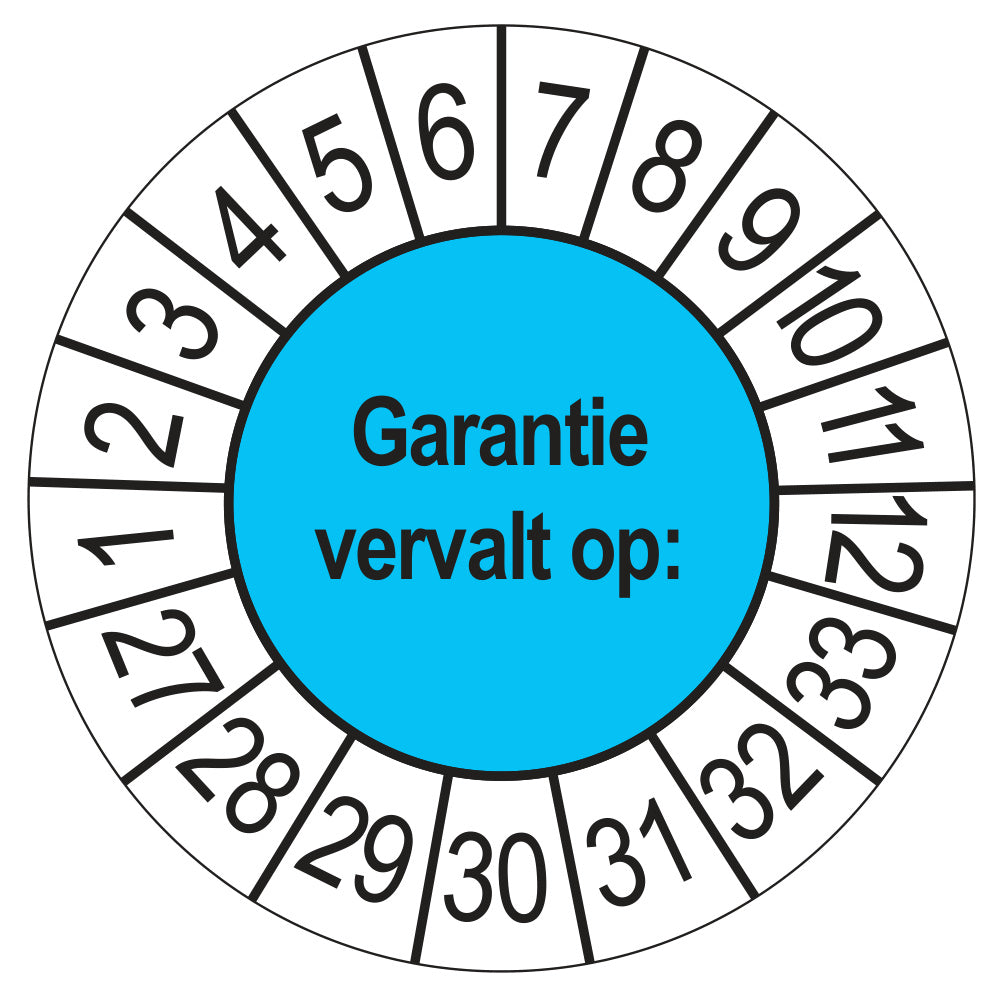 Keuringssticker Garantie vervalt op 2027, blauw, Ø 35 mm