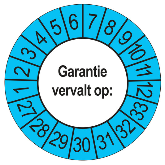 Keuringssticker Garantie vervalt op 2027, buiten blauw, Ø 35 mm
