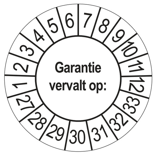 Keuringssticker Garantie vervalt op 2027, wit, Ø 35 mm