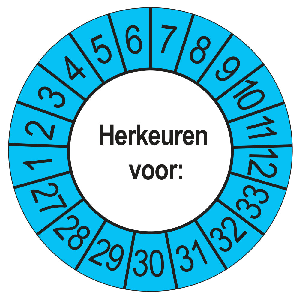 Keuringsstickers Herkeuren voor 2027 | 50 stuks, Ø 35 mm | Buiten Blauw