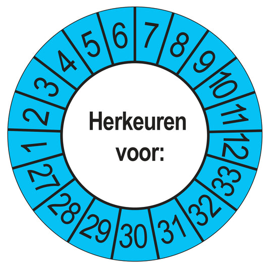 Keuringsstickers Herkeuren voor 2027 | 50 stuks, Ø 35 mm | Buiten Blauw