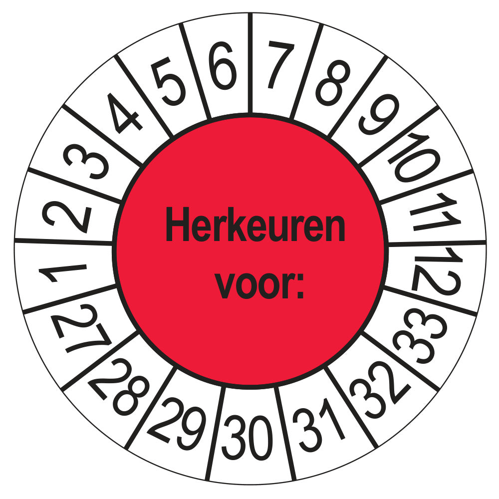 Keuringsstickers Herkeuren voor 2027 | 50 stuks, Ø 35 mm | Rood