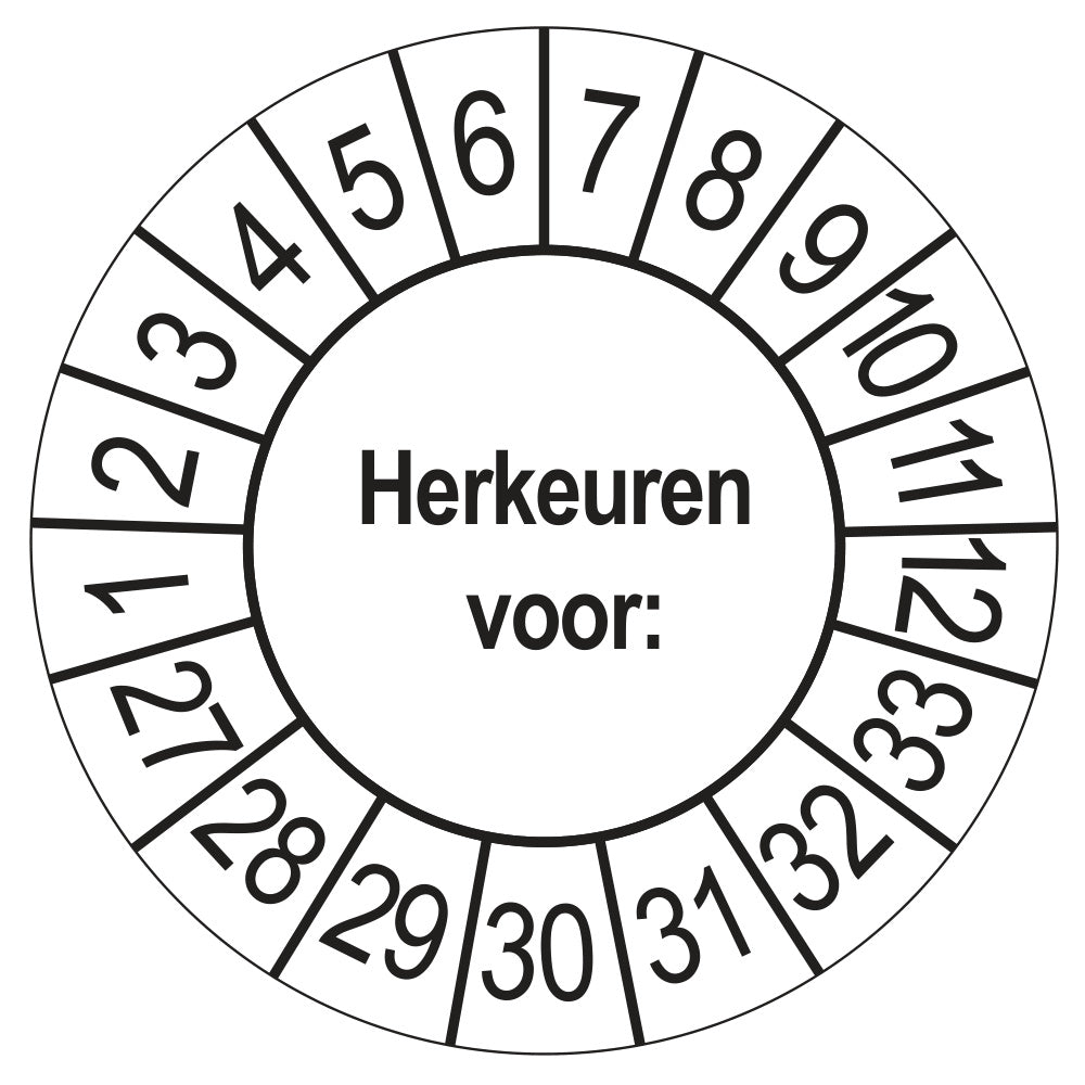 Keuringsstickers Herkeuren voor 2027 | 50 stuks, Ø 35 mm | Wit