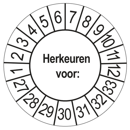 Keuringsstickers Herkeuren voor 2027 | 50 stuks, Ø 35 mm | Wit