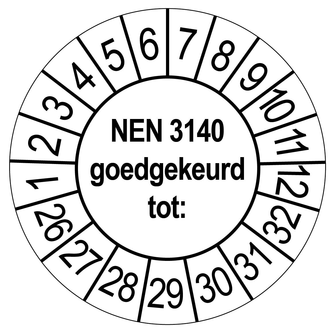 Keuringsstickers NEN 3140 Rond 35mm Wit 1000 stuks