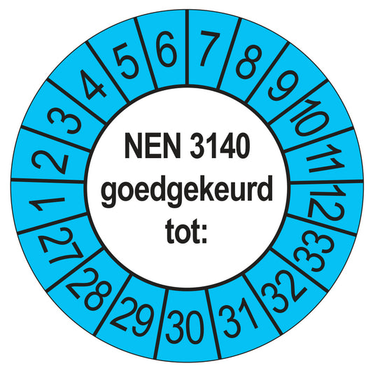 NEN 3140 keuringssticker buiten blauw 2027