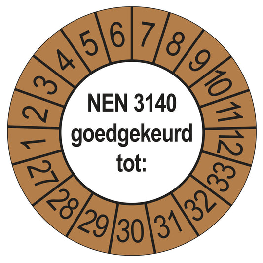 NEN 3140 keuringssticker buiten bruin 2027