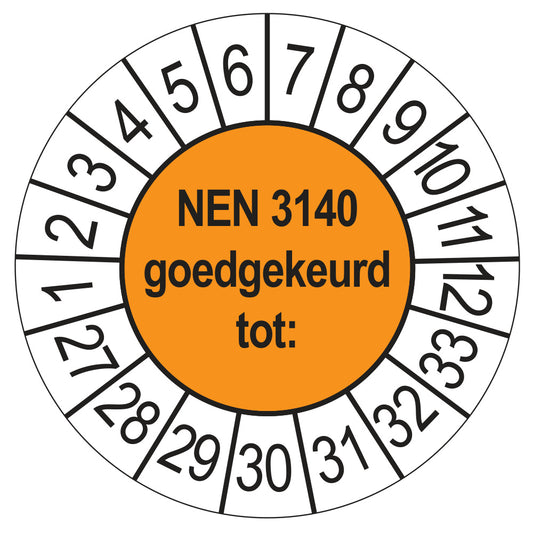 NEN 3140 keuringssticker oranje 2027