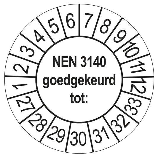 NEN 3140 keuringssticker wit 2027