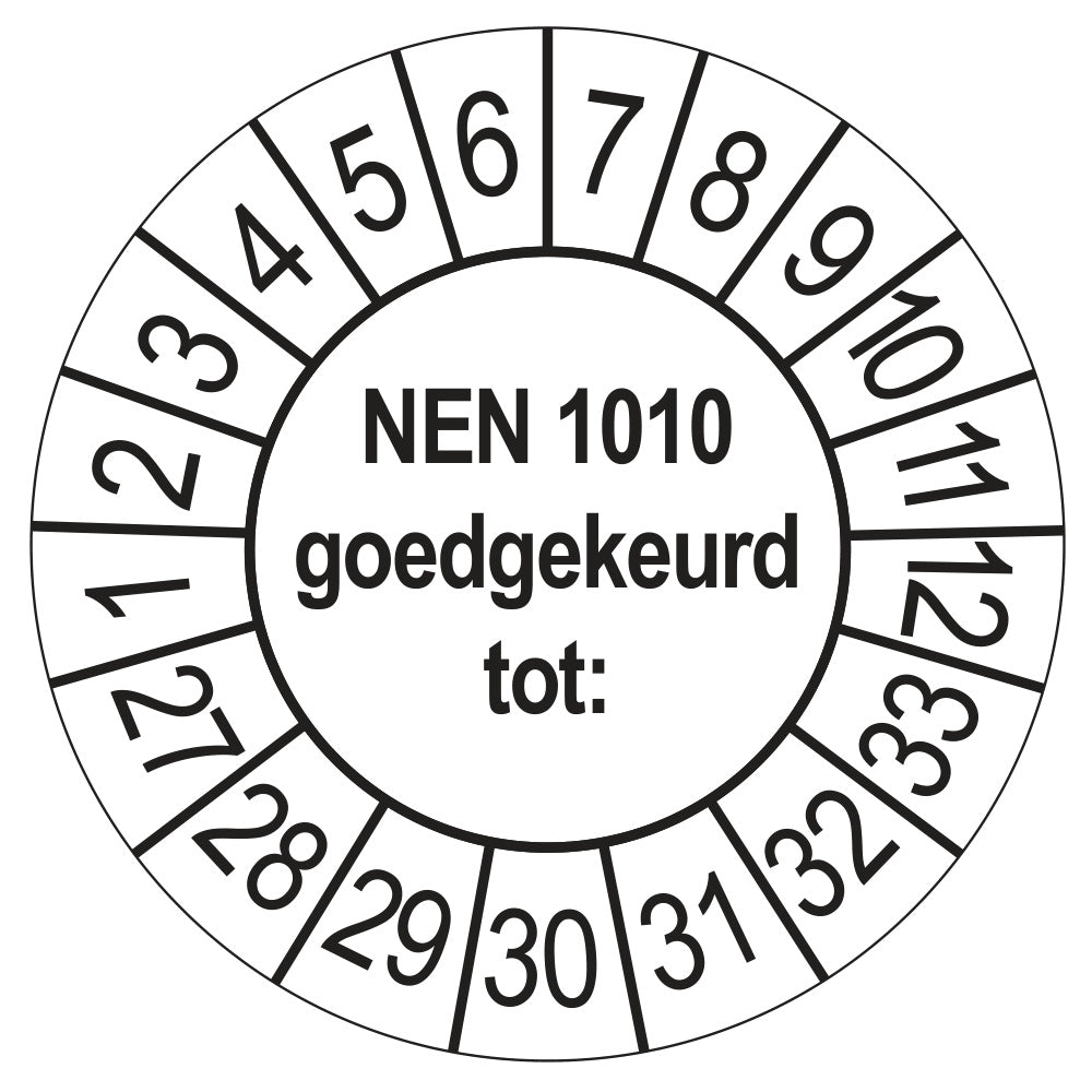 Keuringssticker NEN 1010 wit, Ø 35 mm