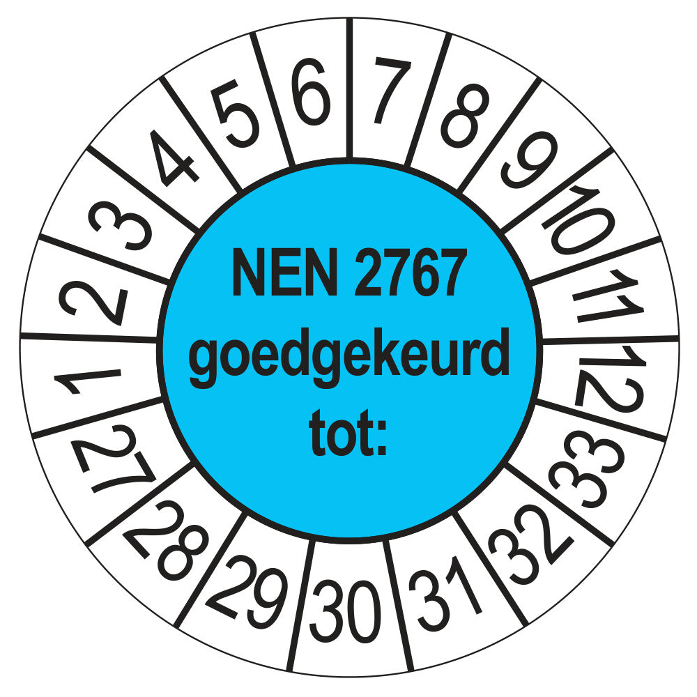 Keuringssticker NEN 2767 blauw, rond 35 mm