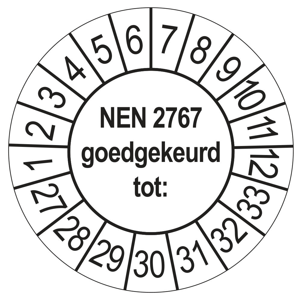 Keuringssticker NEN 2767 wit, rond 35 mm