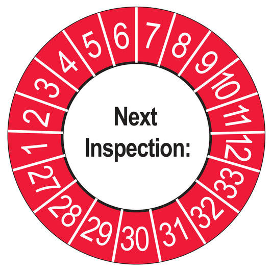 Next Inspection keuringssticker buiten rood 2027