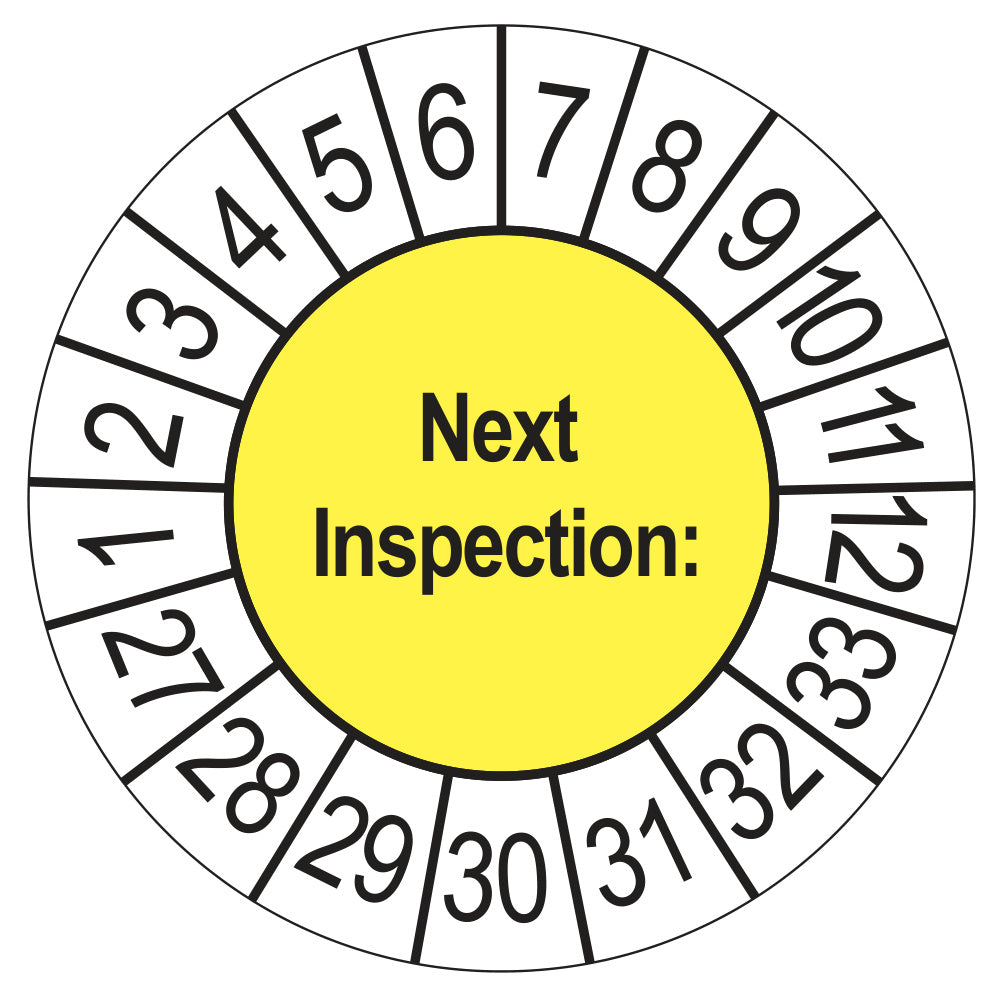 Next Inspection keuringssticker geel 2027