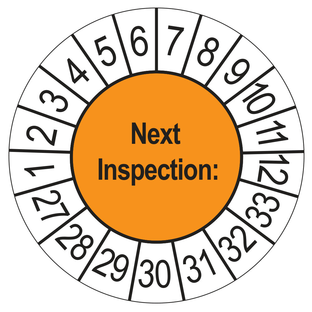 Next Inspection keuringssticker oranje 2027