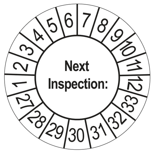 Next Inspection keuringssticker wit 2027