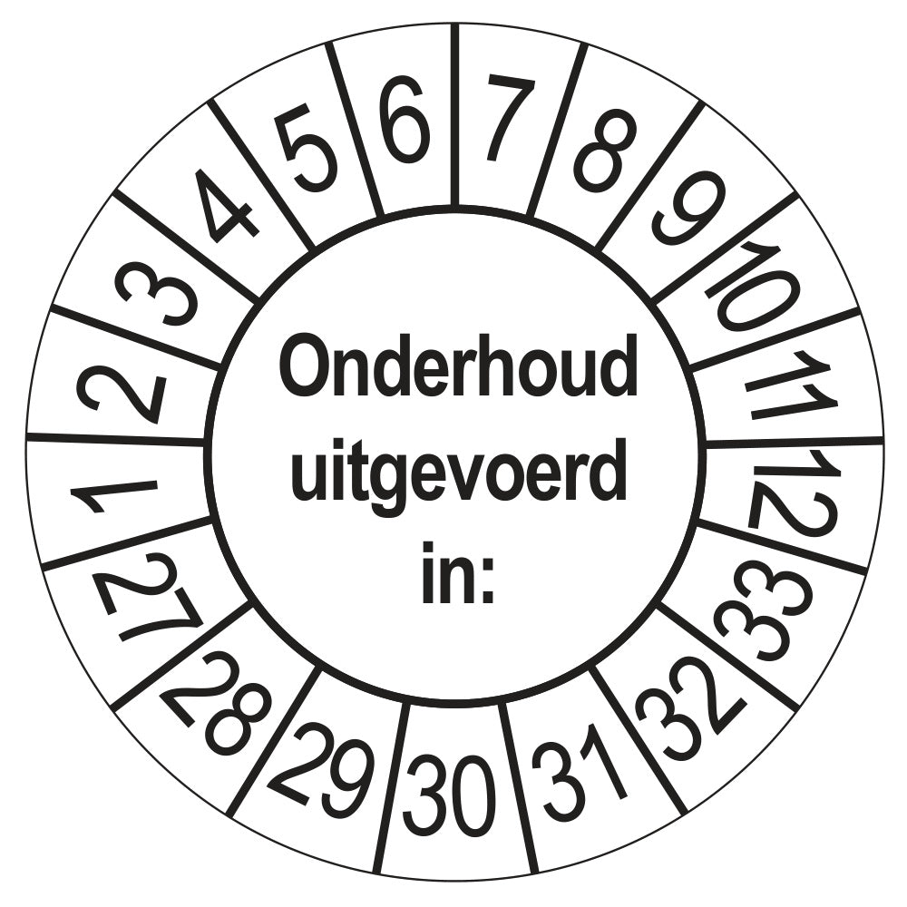 Keuringsstickers Onderhoud Uitgevoerd 2027 | 50 stuks, Ø 35 mm | Wit