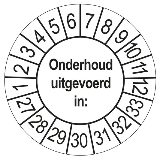Keuringsstickers Onderhoud Uitgevoerd 2027 | 50 stuks, Ø 35 mm | Wit