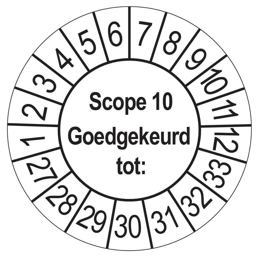 Keuringssticker SCIOS Scope 10 Goedgekeurd tot, wit, Ø 35 mm