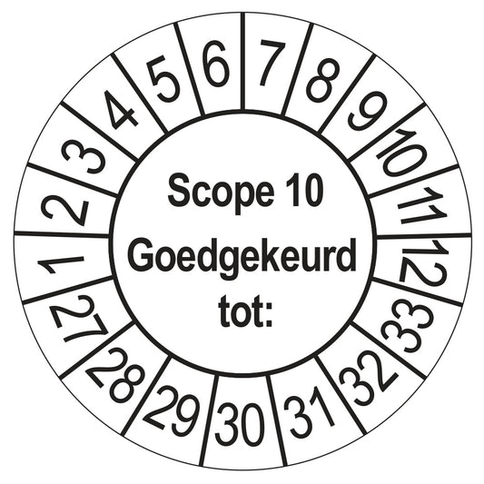 Keuringssticker SCIOS Scope 10 Goedgekeurd tot, wit, Ø 35 mm