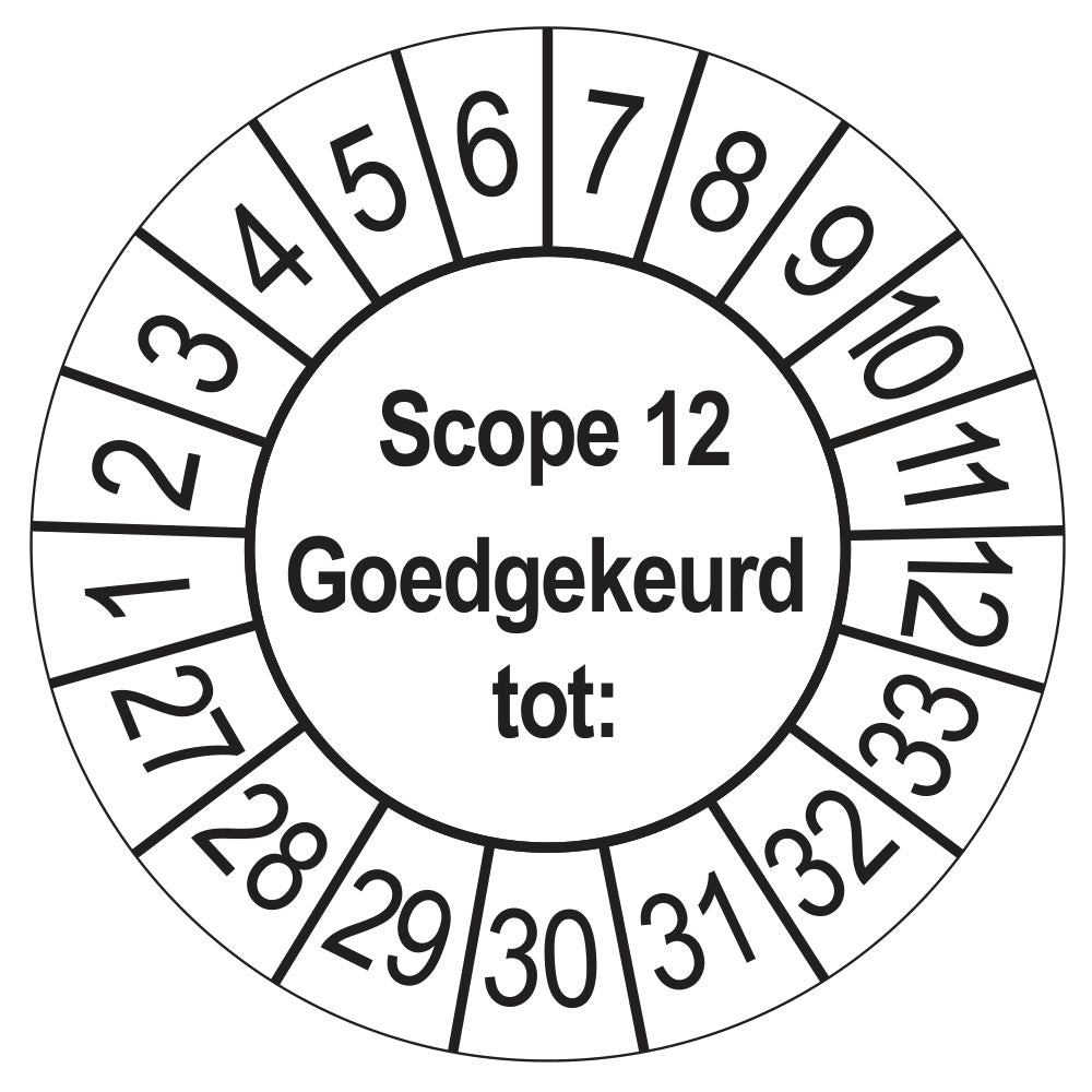 Keuringssticker SCIOS Scope 12 Goedgekeurd tot, wit, Ø 35 mm